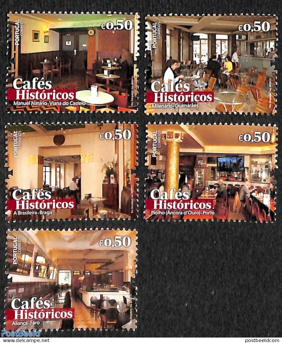 Portugal 2017 Historical Cafés 5v, Mint NH - Ungebraucht