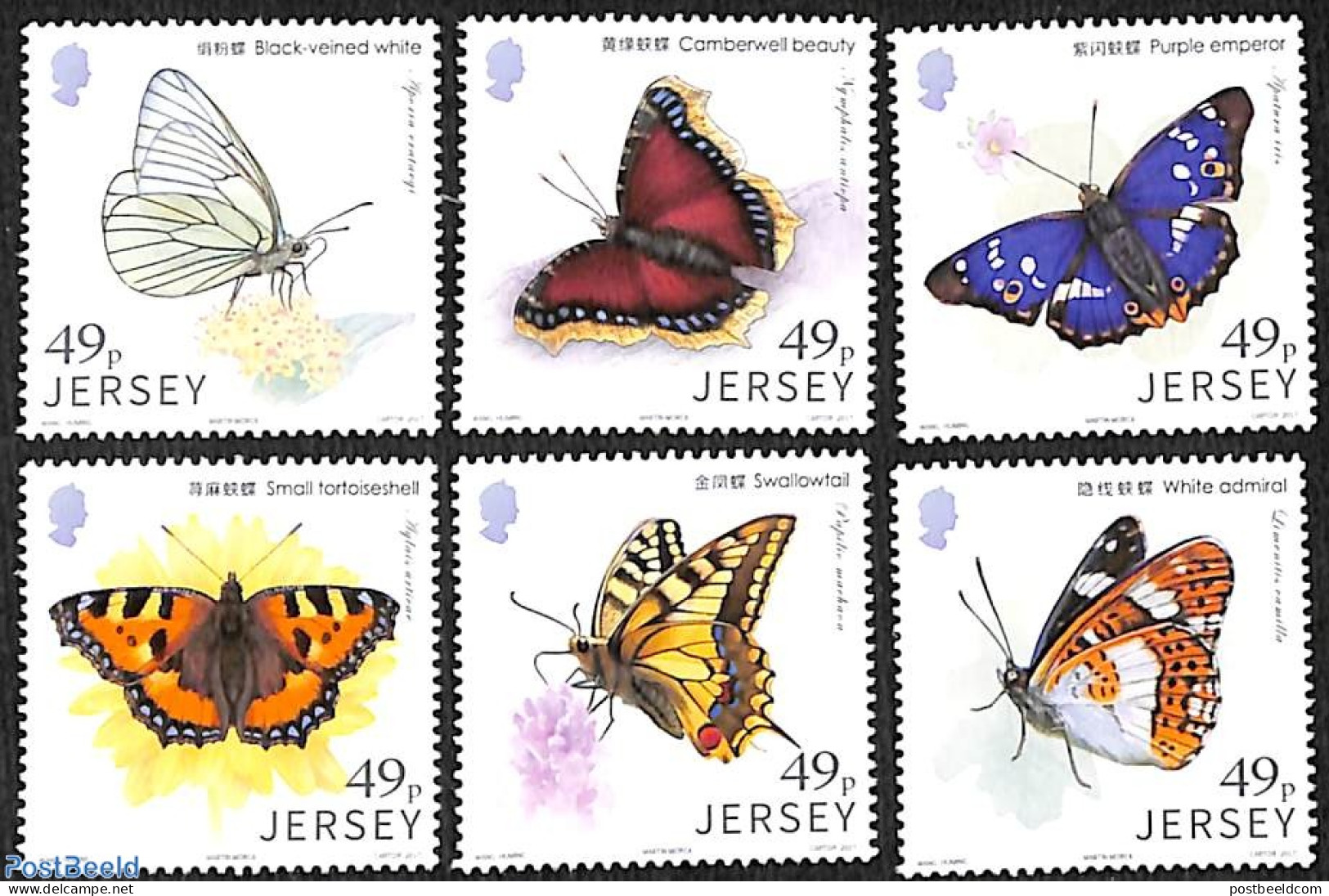 Jersey 2017 Butterflies 6v, Mint NH, Nature - Butterflies - Jersey