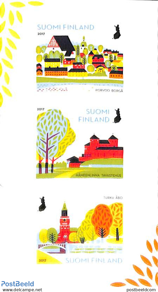 Finland 2017 City Parks 3v S-a, Mint NH, Nature - National Parks - Art - Bridges And Tunnels - Castles & Fortifications - Ungebraucht