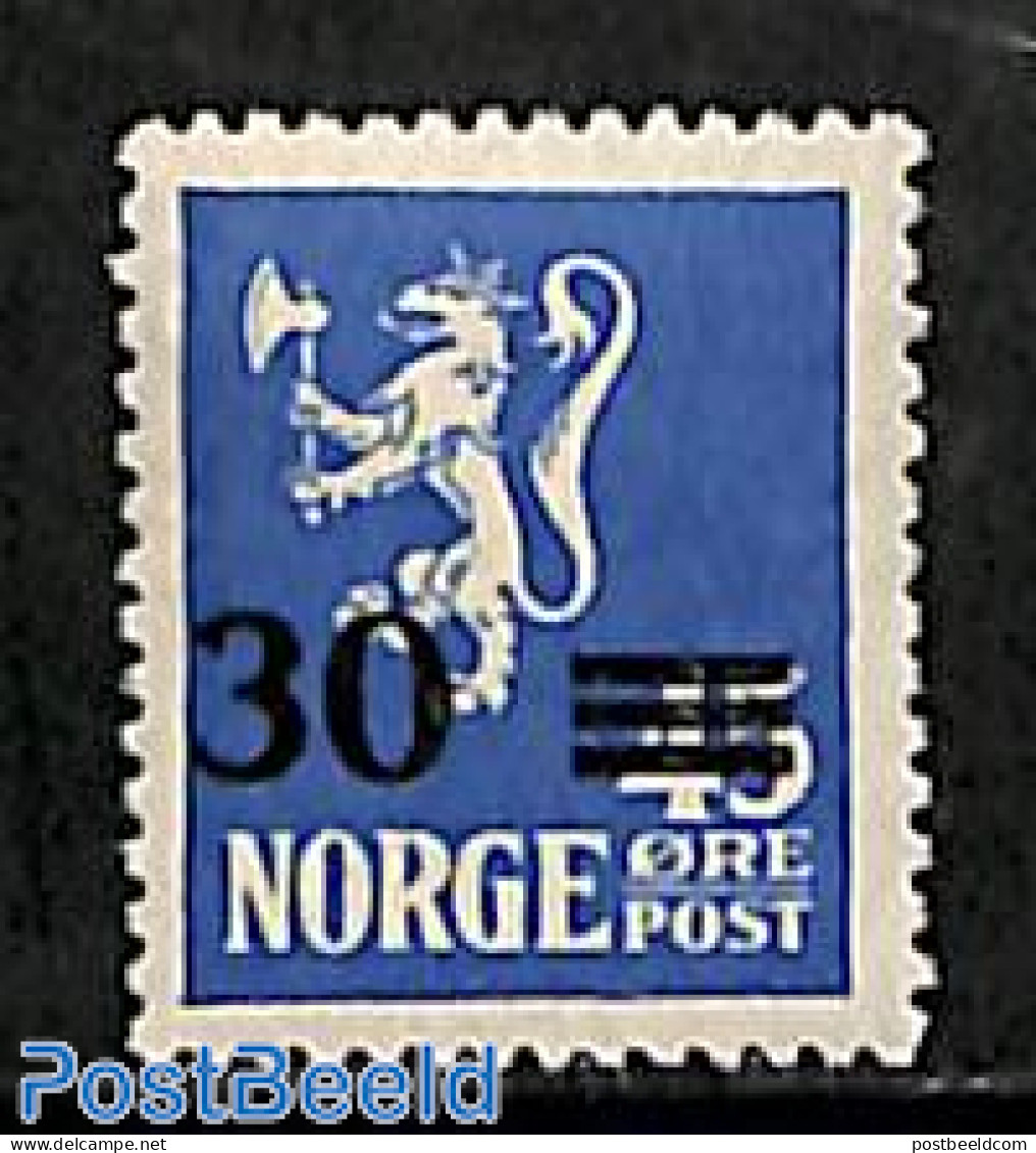 Norway 1927 30o On 45o, Stamp Out Of Set, Unused (hinged) - Ongebruikt