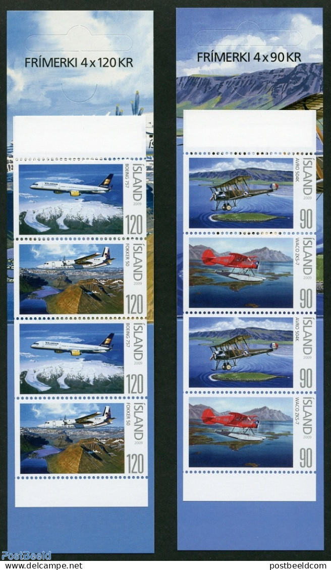 Iceland 2008 Aviation, 2 Booklets, Mint NH, Transport - Stamp Booklets - Aircraft & Aviation - Neufs