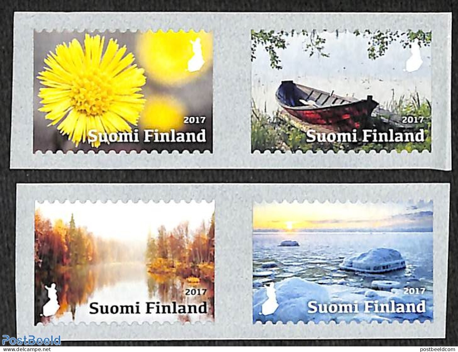 Finland 2017 Seasons 4v S-a, Mint NH, Nature - Transport - Flowers & Plants - Ships And Boats - Neufs