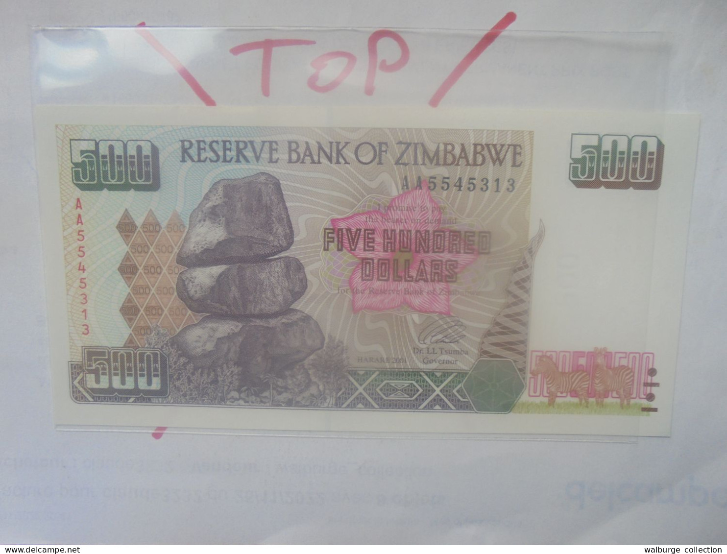 ZIMBABWE 500$ 2001 Neuf (B.33) - Zimbabwe