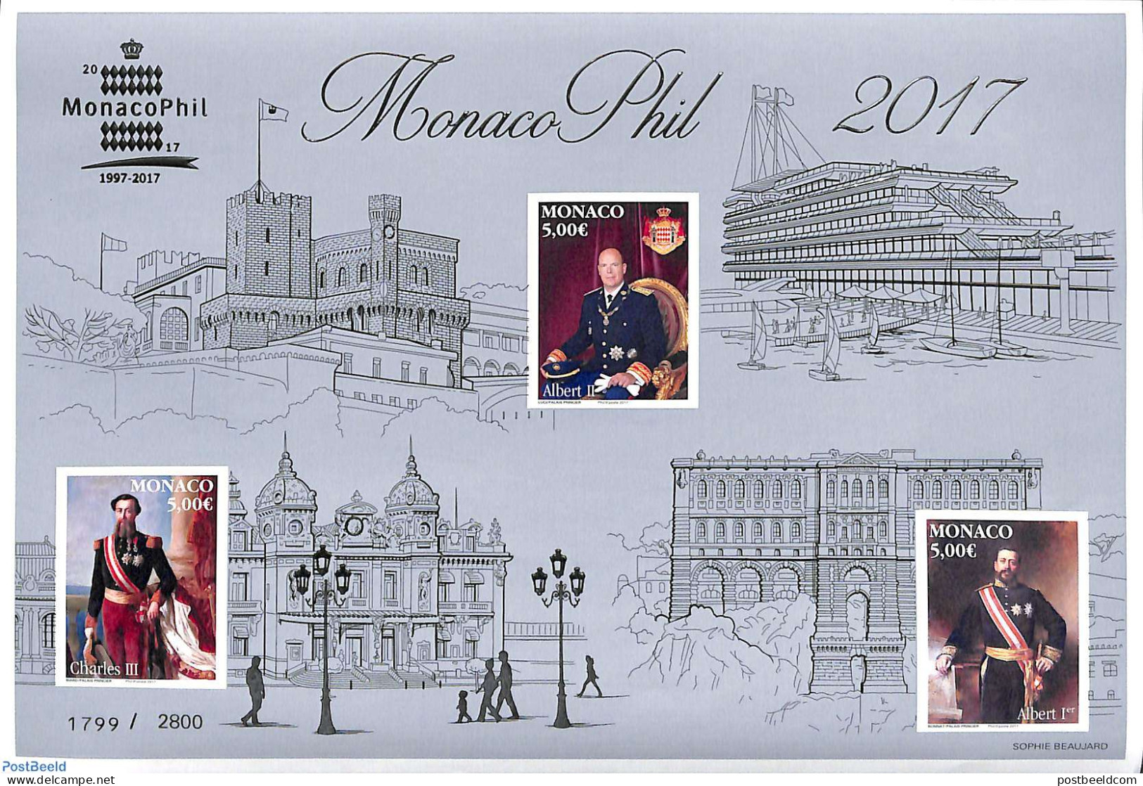 Monaco 2017 MonacoPhil Special S/s , Mint NH, History - Kings & Queens (Royalty) - Philately - Unused Stamps
