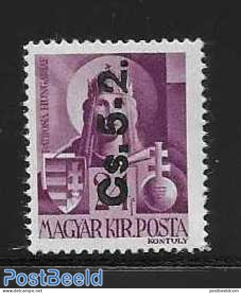 Hungary 1945 Inverted Overprint CS.5-2 On24f, Mint NH - Unused Stamps