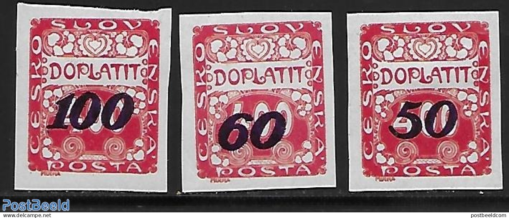 Czechoslovkia 1924 Postage Due 3v, Overprints, Unused (hinged) - Sonstige & Ohne Zuordnung
