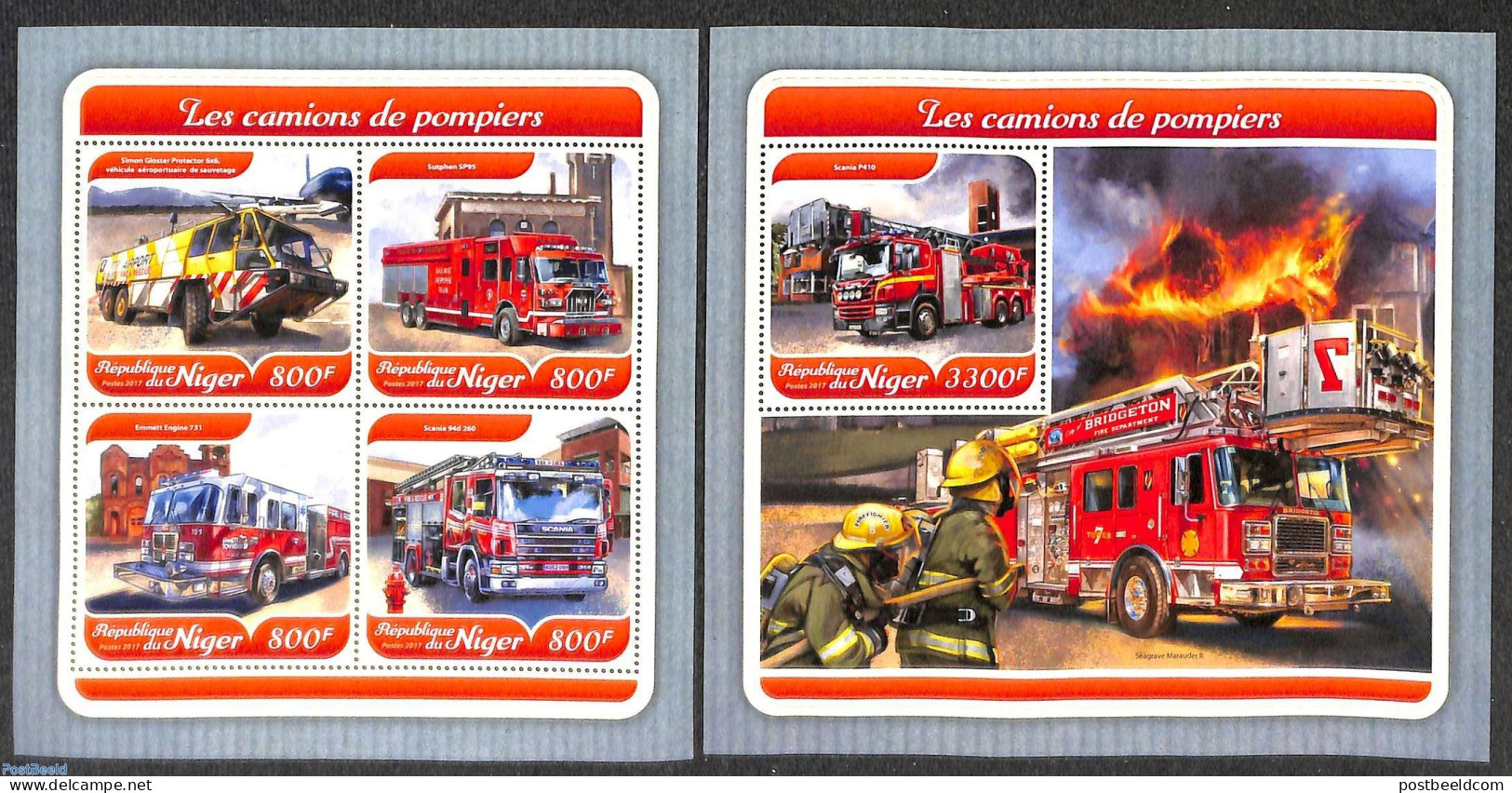 Niger 2017 Fire Engines 2 S/s, Mint NH, Fire Fighters & Prevention - Sapeurs-Pompiers