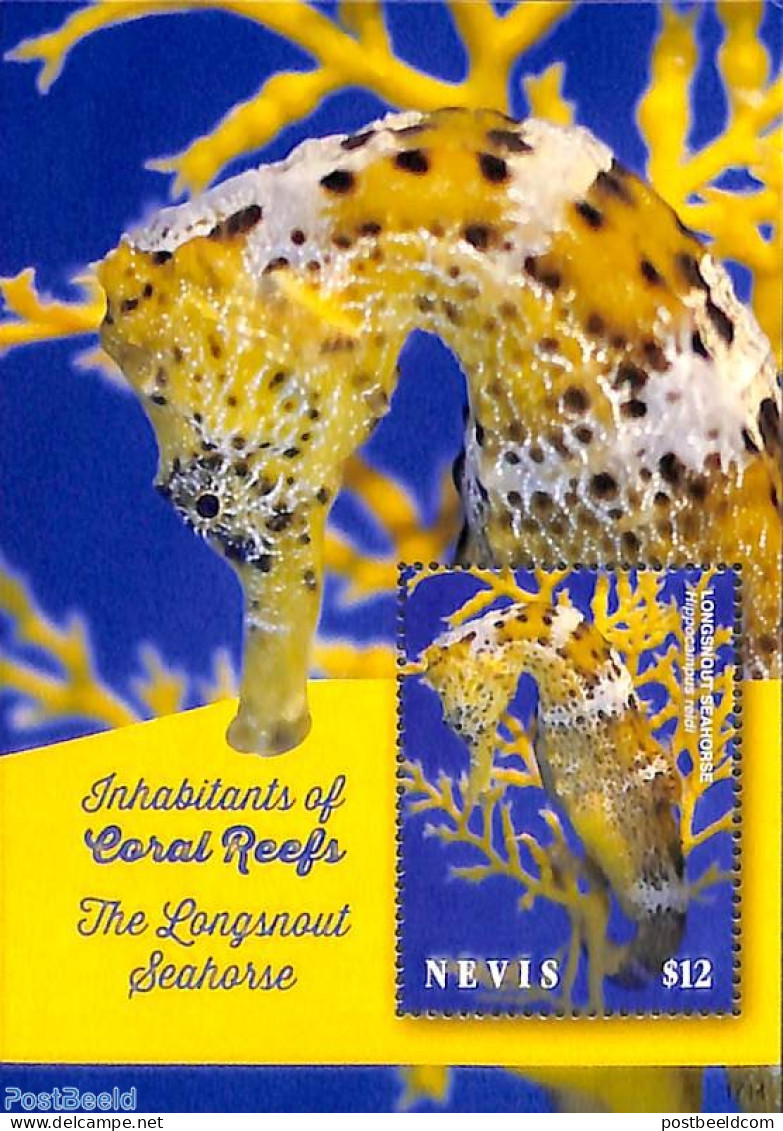 Nevis 2017 The Langsnout Seahorse S/s, Mint NH, Nature - Animals (others & Mixed) - Fish - Poissons