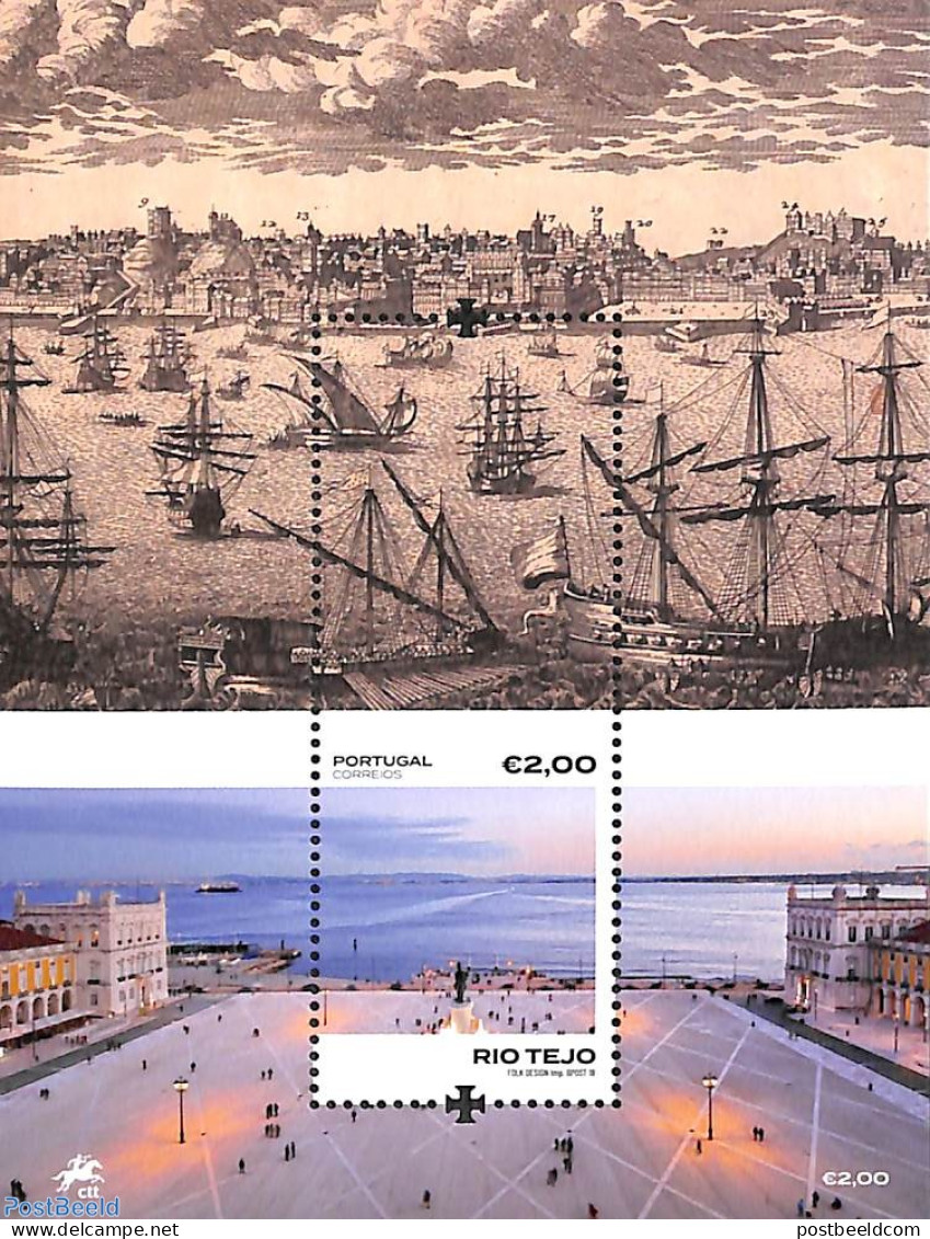 Portugal 2018 Rio Tejo S/s, Mint NH, Transport - Ships And Boats - Unused Stamps