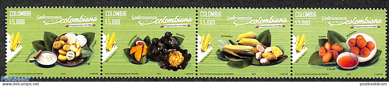 Colombia 2018 Gastronomy 4v [:::], Mint NH, Health - Nature - Food & Drink - Fruit - Food