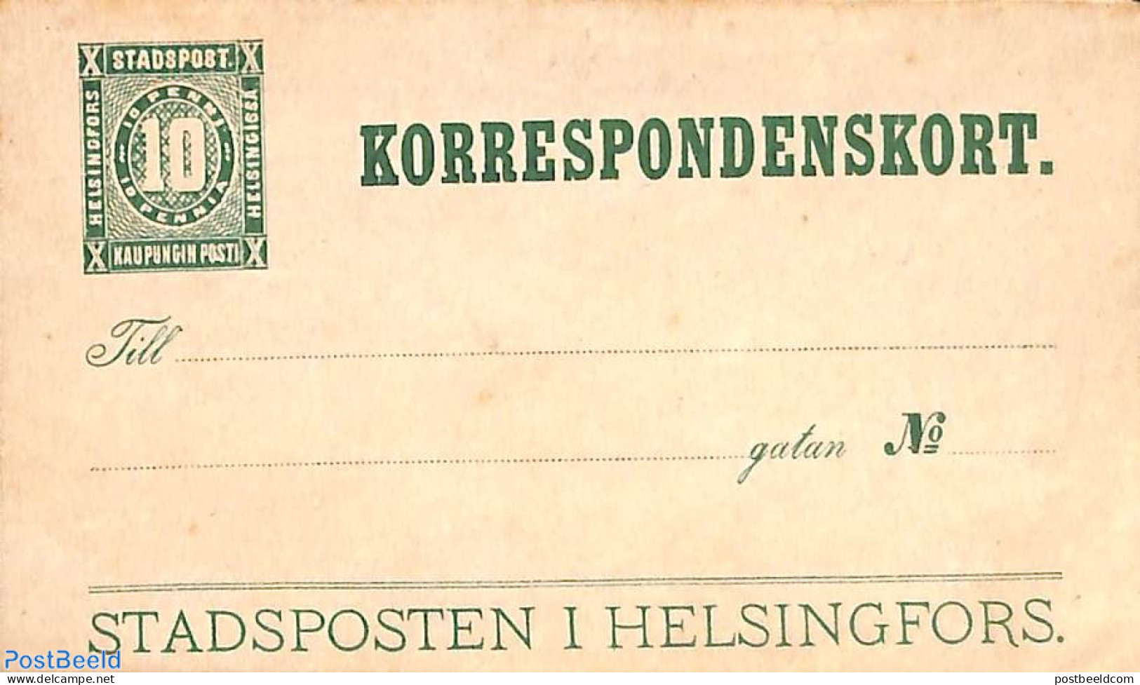 Finland 1874 City Post Helsingfors Correspondence Card , Unused Postal Stationary - Covers & Documents