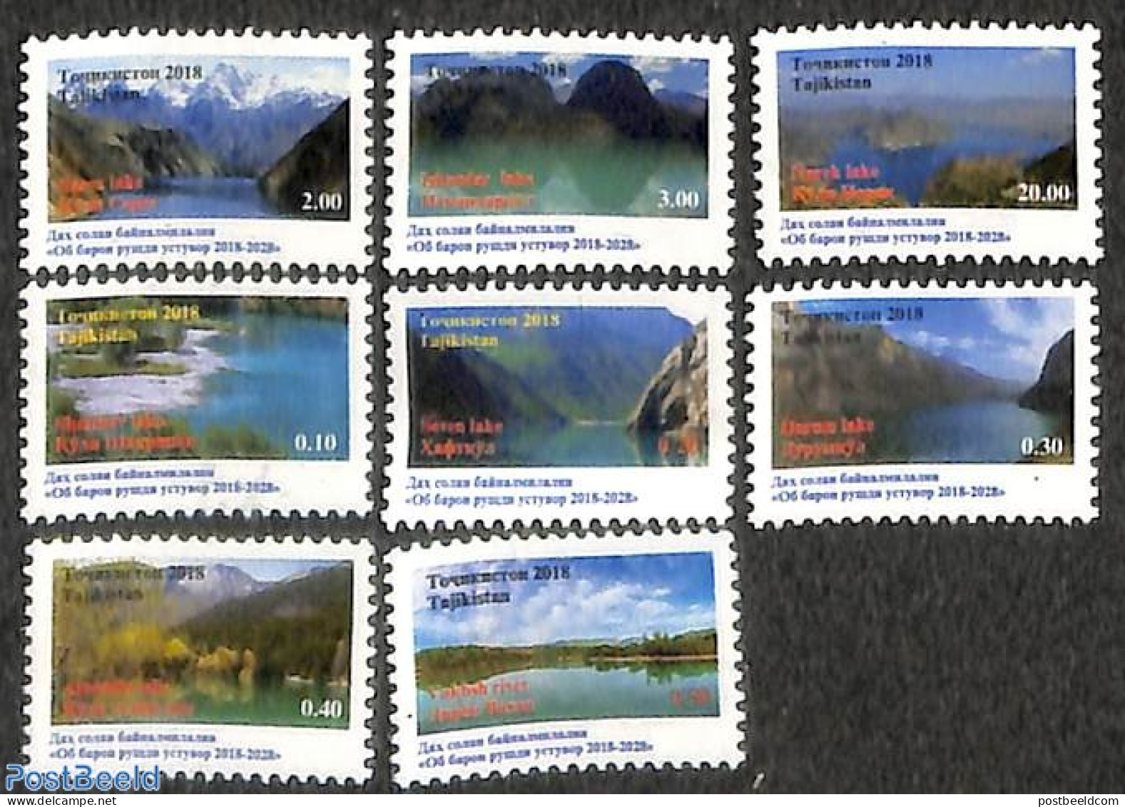 Tajikistan 2018 Water Protection 8v, Mint NH, Nature - Environment - Water, Dams & Falls - Protezione Dell'Ambiente & Clima