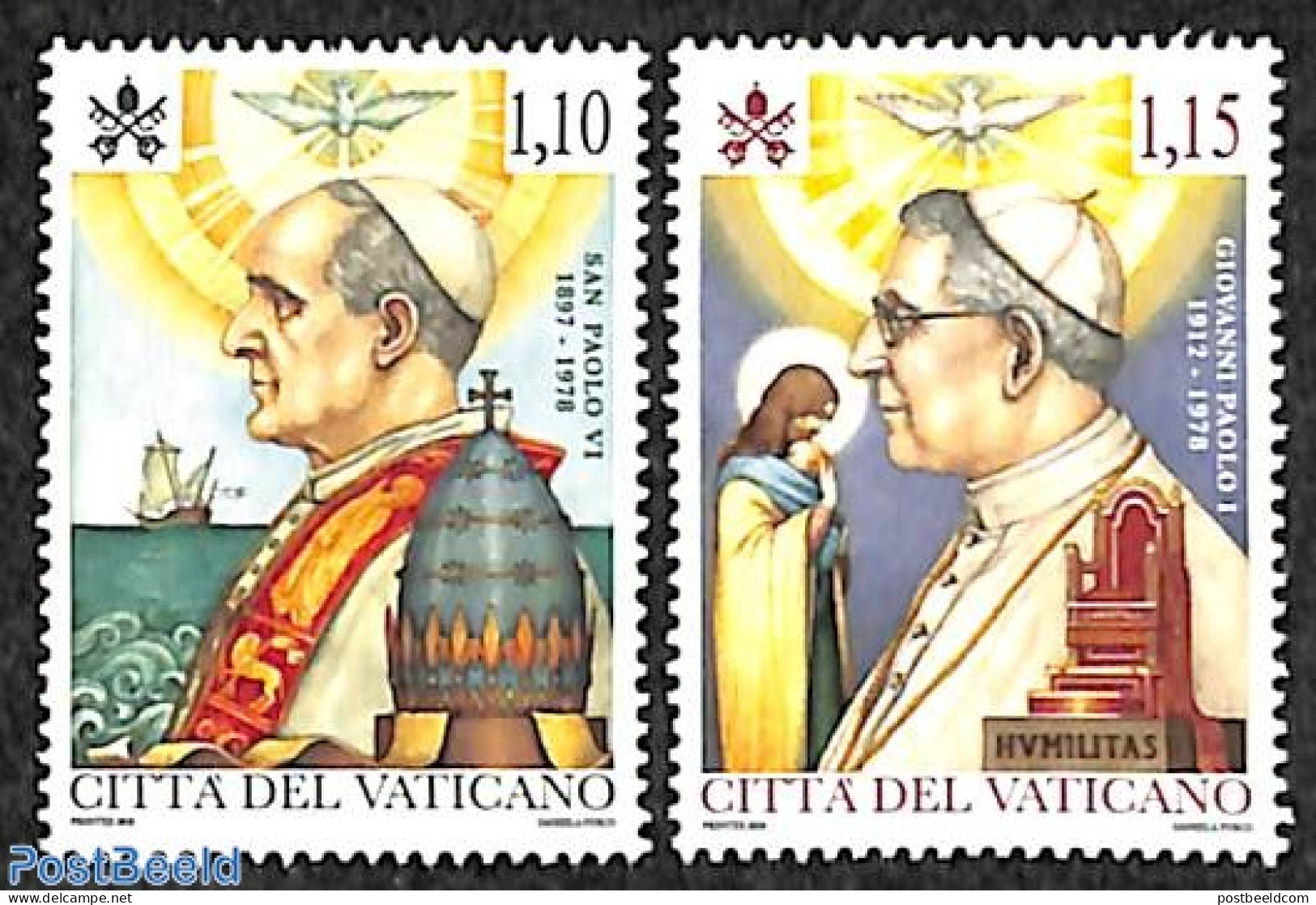 Vatican 2018 Pope Paul VI & Pope John Paul I 2v, Mint NH, Religion - Pope - Nuevos