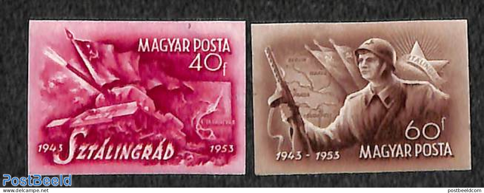 Hungary 1953 Soviet Friendship 2v, Imperforated, Unused (hinged), History - Various - Militarism - Maps - Neufs