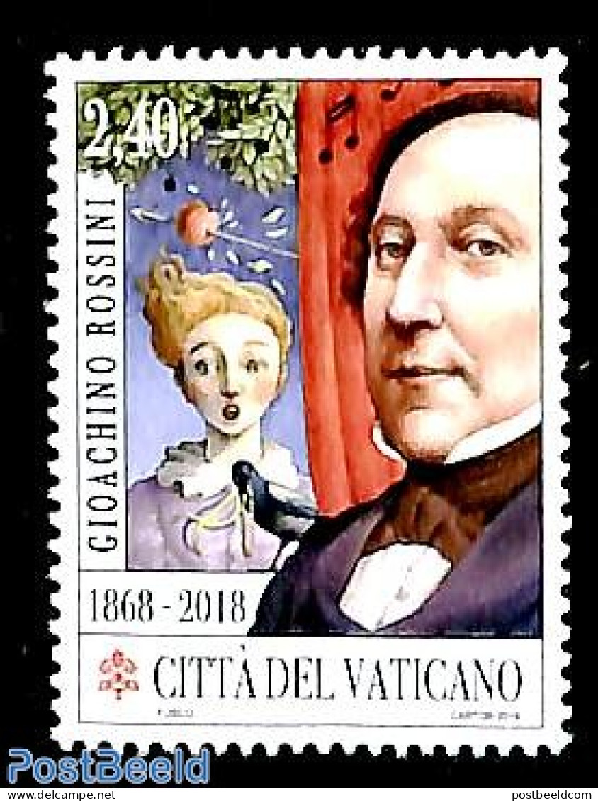 Vatican 2018 Gioachino Rossini 1v, Mint NH, Performance Art - Music - Art - Composers - Neufs