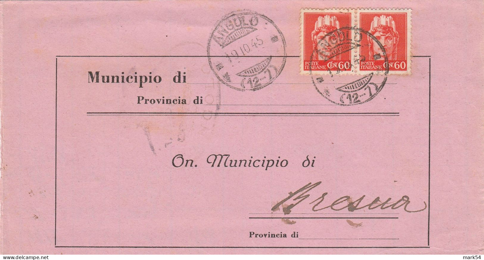 E 110 Angolo Frazionario 12-7 Periodo Repubblica - 1946-60: Storia Postale