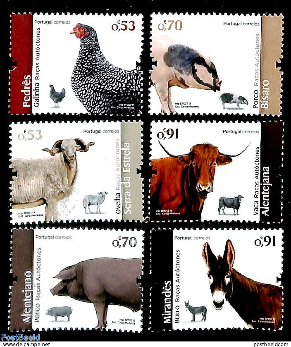 Portugal 2019 Autochtone Races 6v, Mint NH, Nature - Birds - Cattle - Neufs