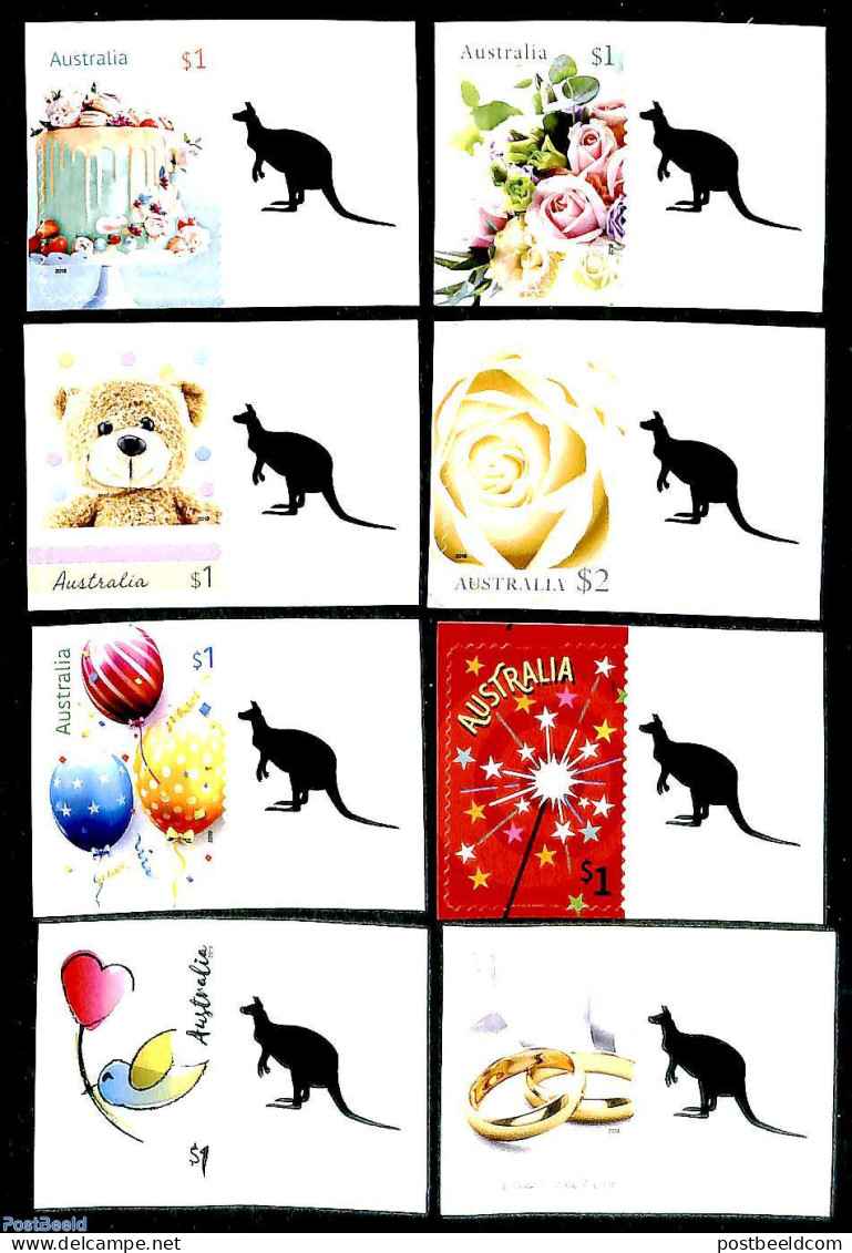 Australia 2019 Greeting Stamps With Personal Tabs 8v S-a (tab May Vary), Mint NH, Nature - Various - Roses - Greetings.. - Nuevos