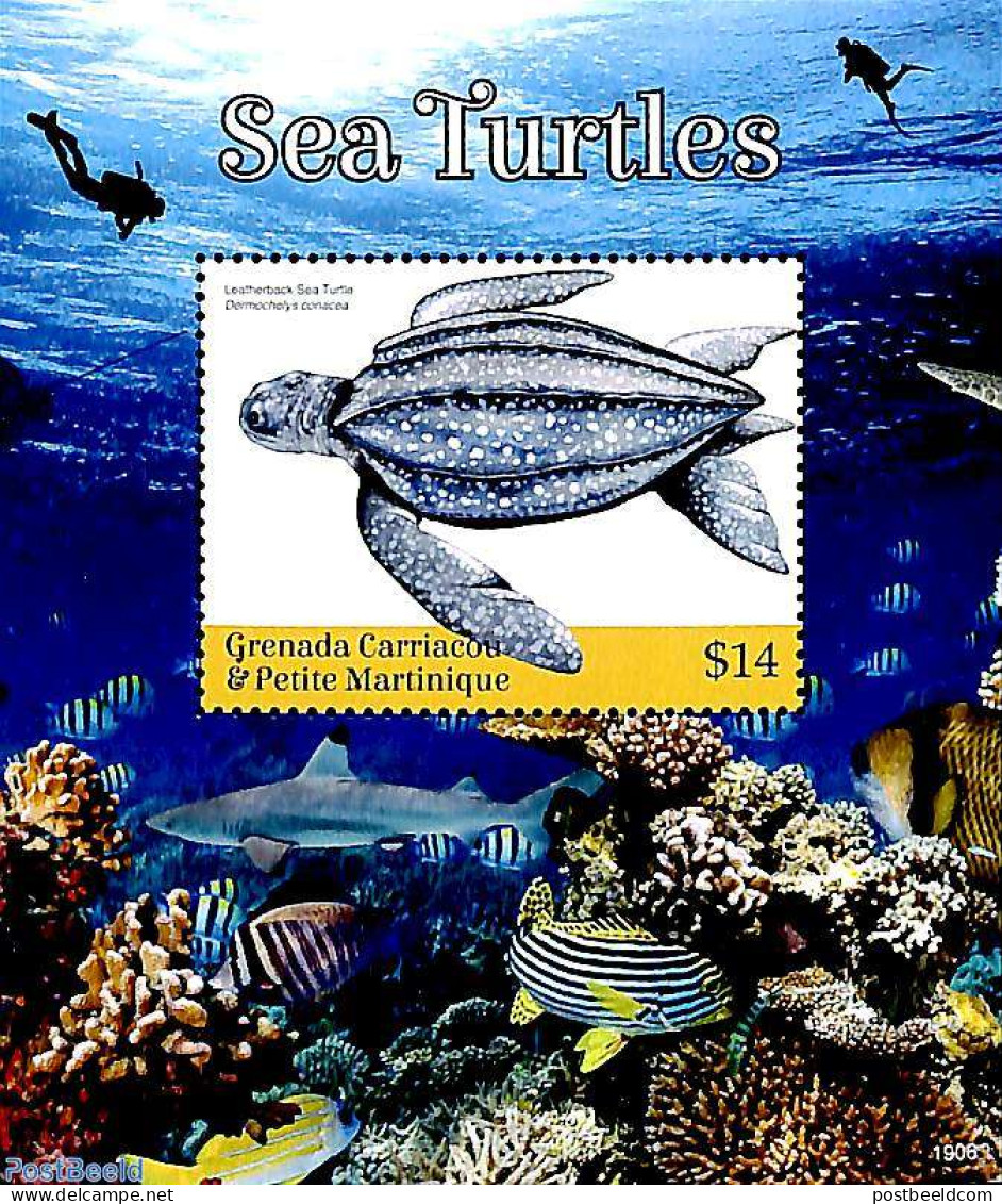 Grenada Grenadines 2019 Sea Turtles S/s, Mint NH, Nature - Animals (others & Mixed) - Reptiles - Turtles - Grenada (1974-...)