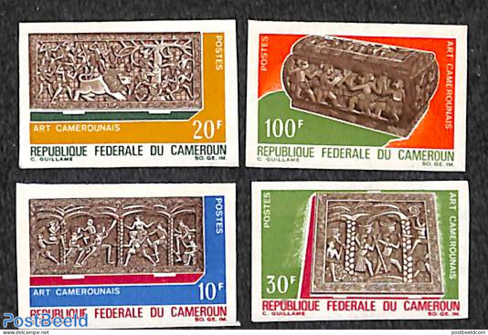 Cameroon 1967 Woodcraft 4v, Imperforated, Mint NH, Art - Handicrafts - Cameroun (1960-...)