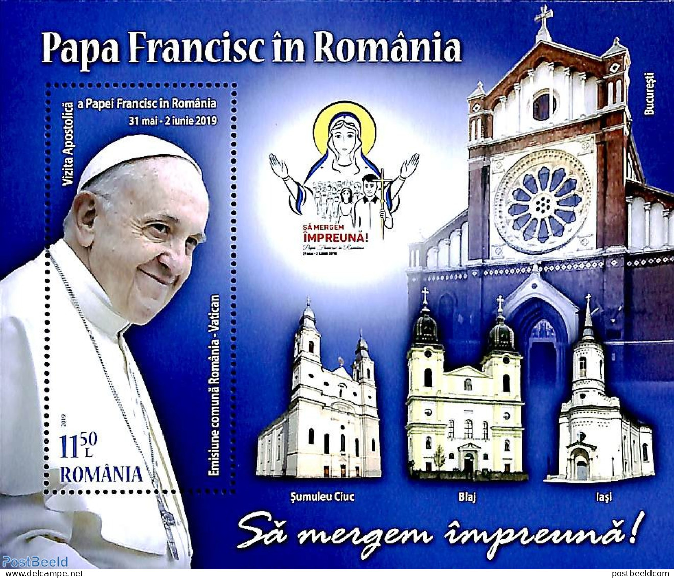 Romania 2019 Pope's Visit, Joint Issue Vatican S/s, Mint NH, Religion - Various - Pope - Religion - Joint Issues - Neufs