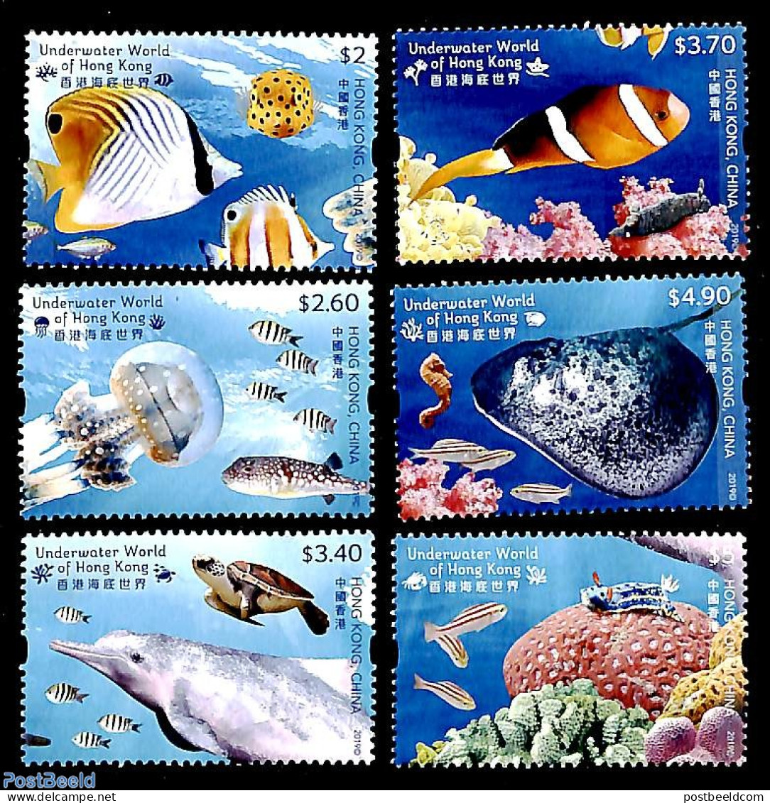 Hong Kong 2019 Underwater Life 6v, Mint NH, Nature - Fish - Turtles - Neufs