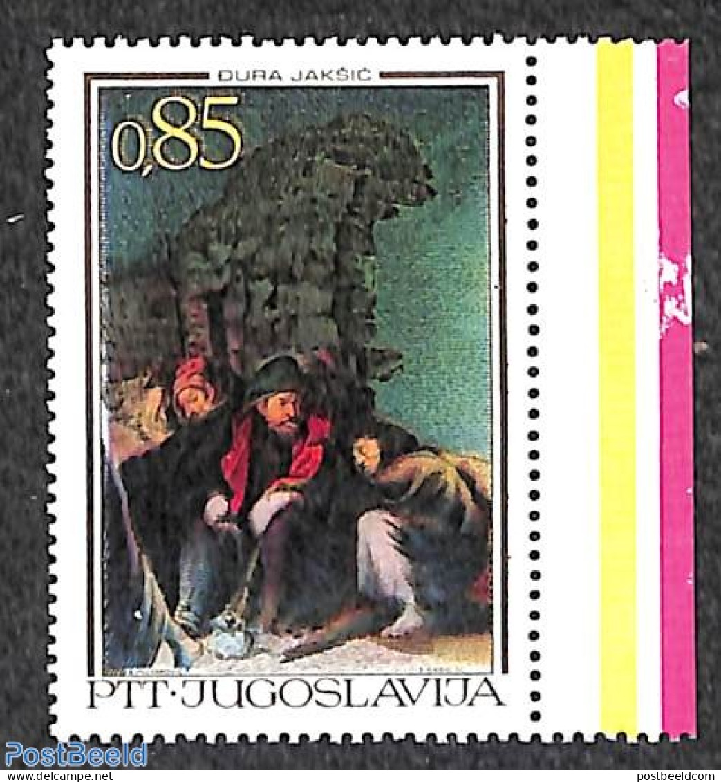Yugoslavia 1967 Art 0.85, Bluegreen Background 1v, Mint NH, Various - Errors, Misprints, Plate Flaws - Art - Paintings - Ongebruikt