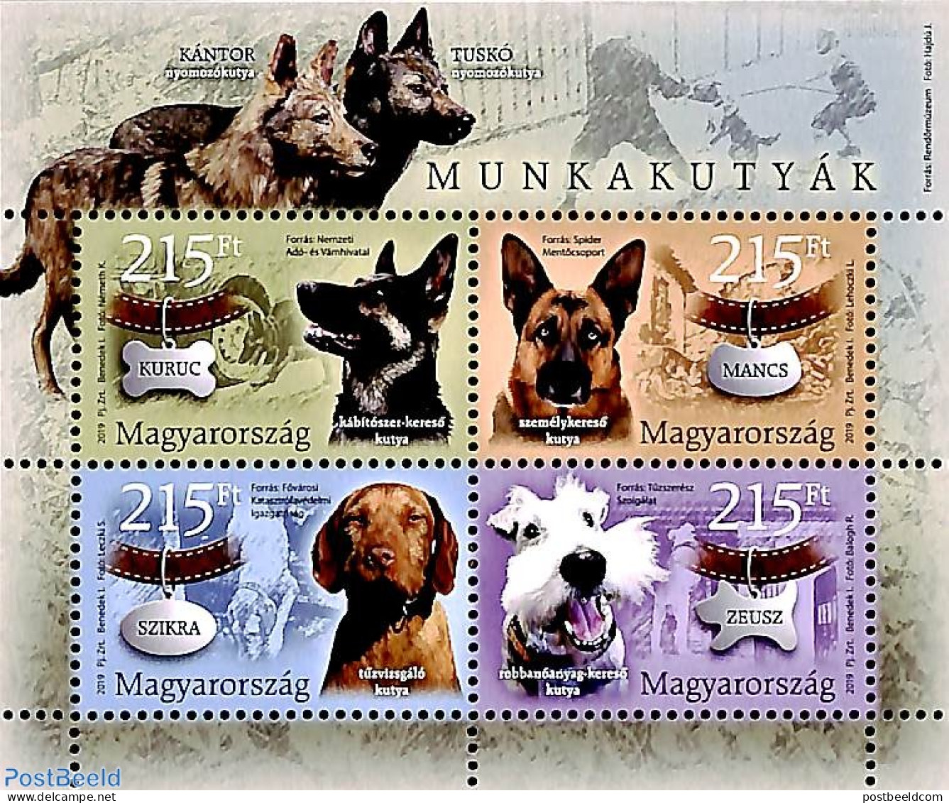 Hungary 2019 Working Dogs 4v M/s, Mint NH, Nature - Dogs - Nuovi