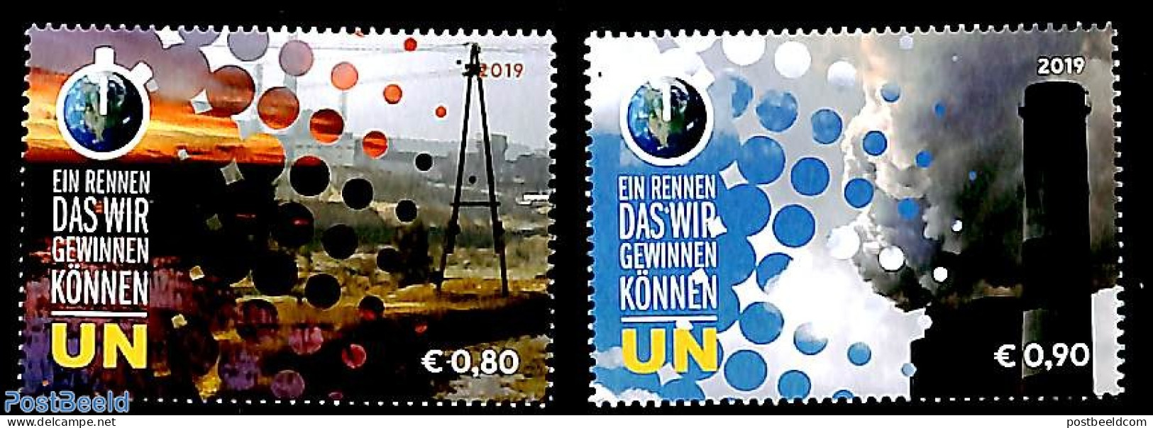 United Nations, Vienna 2019 Climate Change 2v, Mint NH, Nature - Environment - Protection De L'environnement & Climat