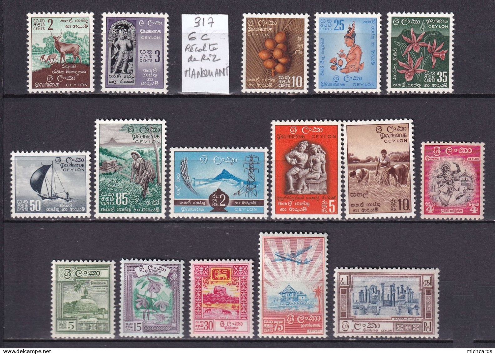 264 - CEYLAN 1958/59 - Y&T 315/28 Manque Le 6c (317) - Serie Courante - Neuf **(MNH) Sans Charniere - Sri Lanka (Ceylon) (1948-...)