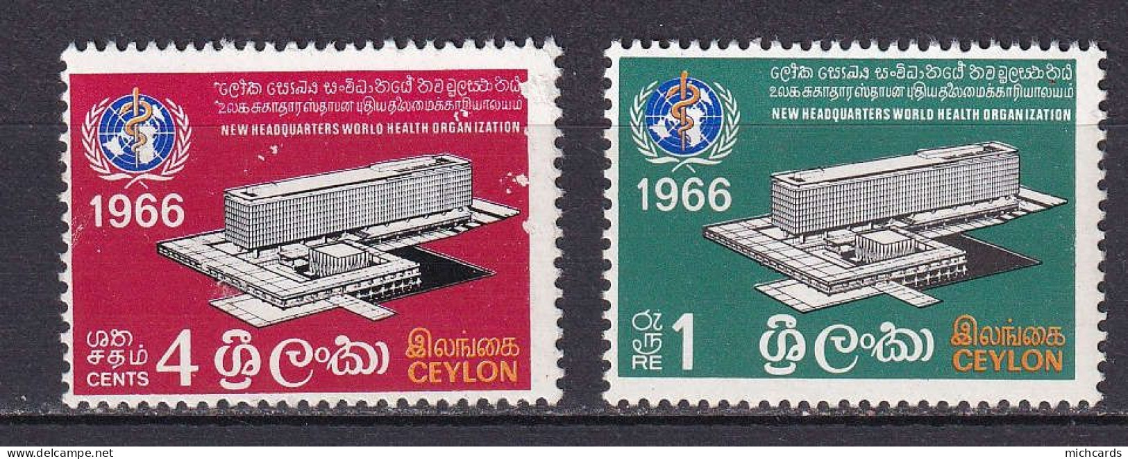 264 - CEYLAN 1966 - Y&T 366/67 - Siege Organisation Sante Geneve - Neuf **(MNH) Sans Charniere - Sri Lanka (Ceylon) (1948-...)