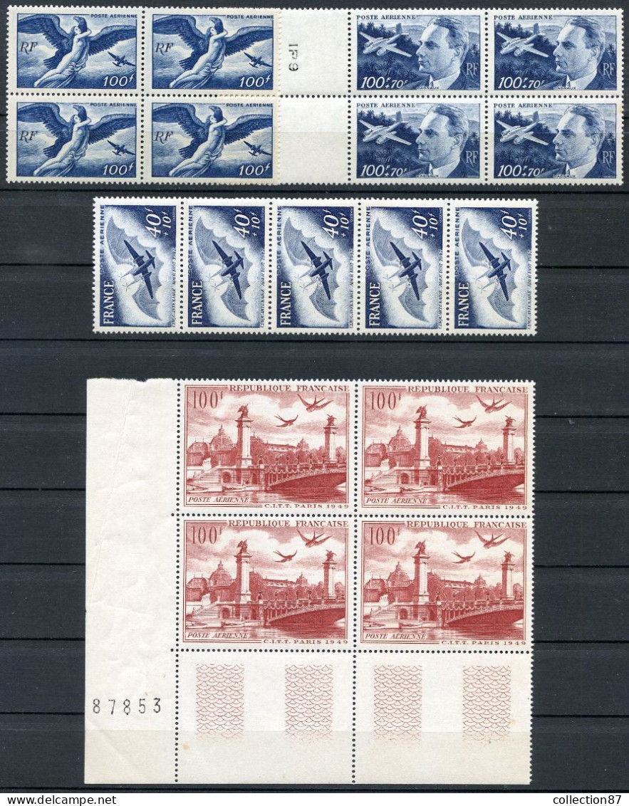 Réf 60 < -- FRANCE LOT < PA N° 18 X 4 + 22 X 4 + 23 X 5 + 28 X 4 ** Neuf Luxe ** MNH -- Cote 102.00 € -- POSTE AERIENNE - 1927-1959 Postfris