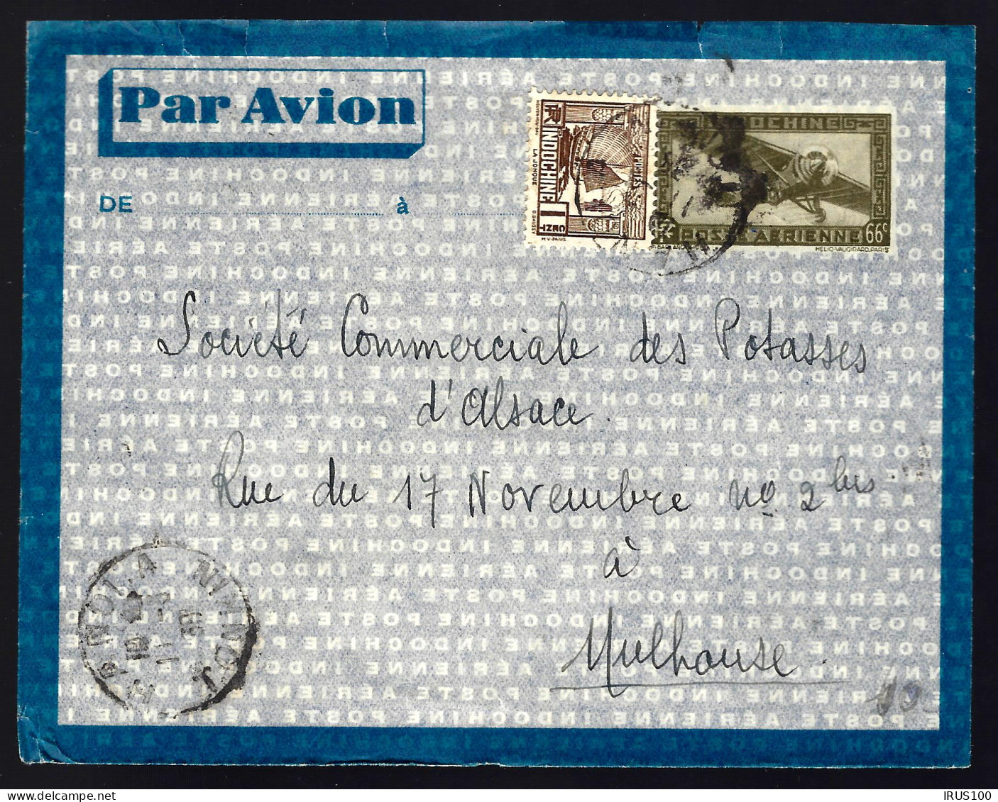 EN PROVENANCE DE HANOÏ - TONKIN - 1938 - POSTE AÉRIENNE - - Luchtpost