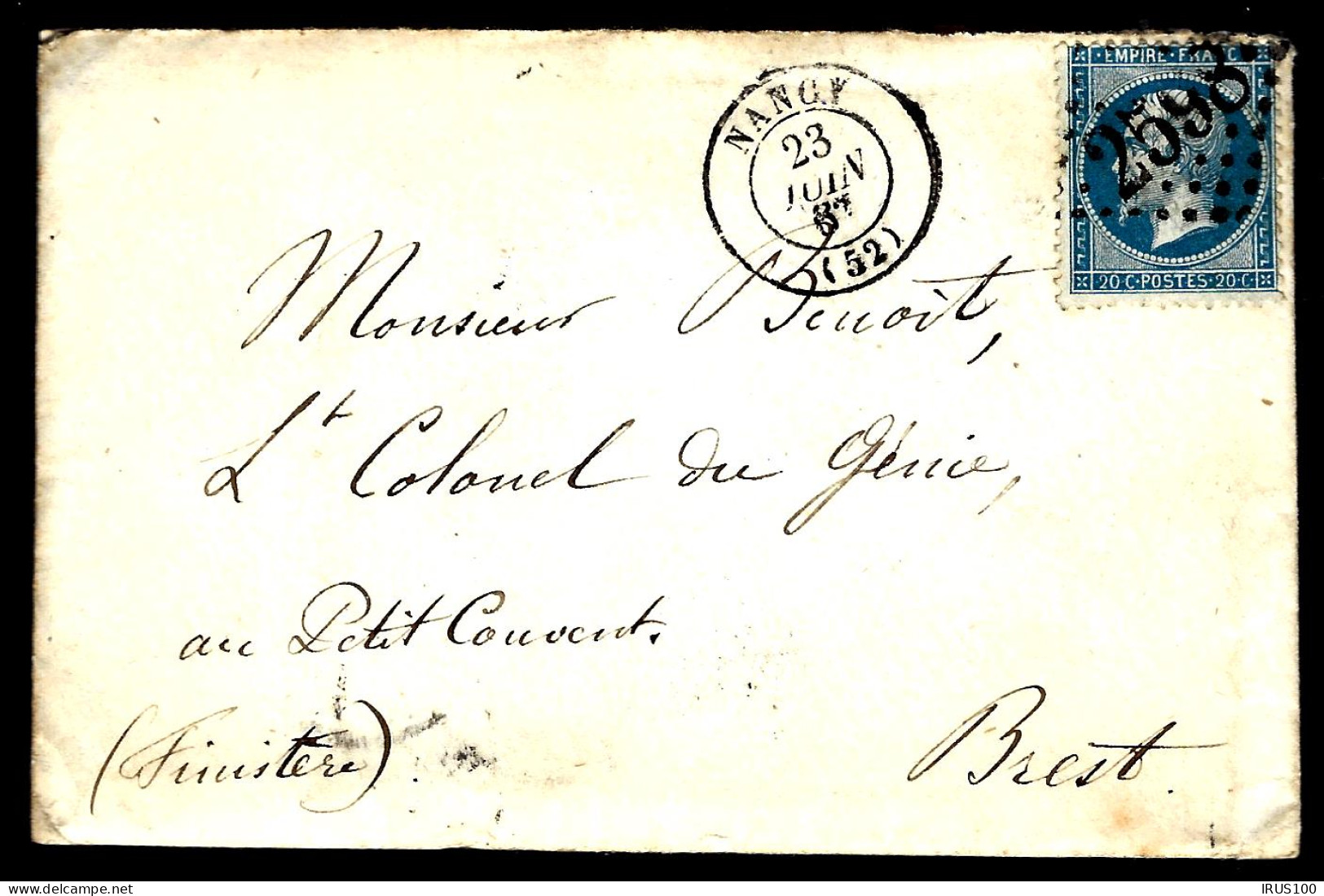 LETTRE DE NANCY - 1867 - AU COLONEL DU GÉNIE À BREST - CONTIENT LA LETTRE - - Militares