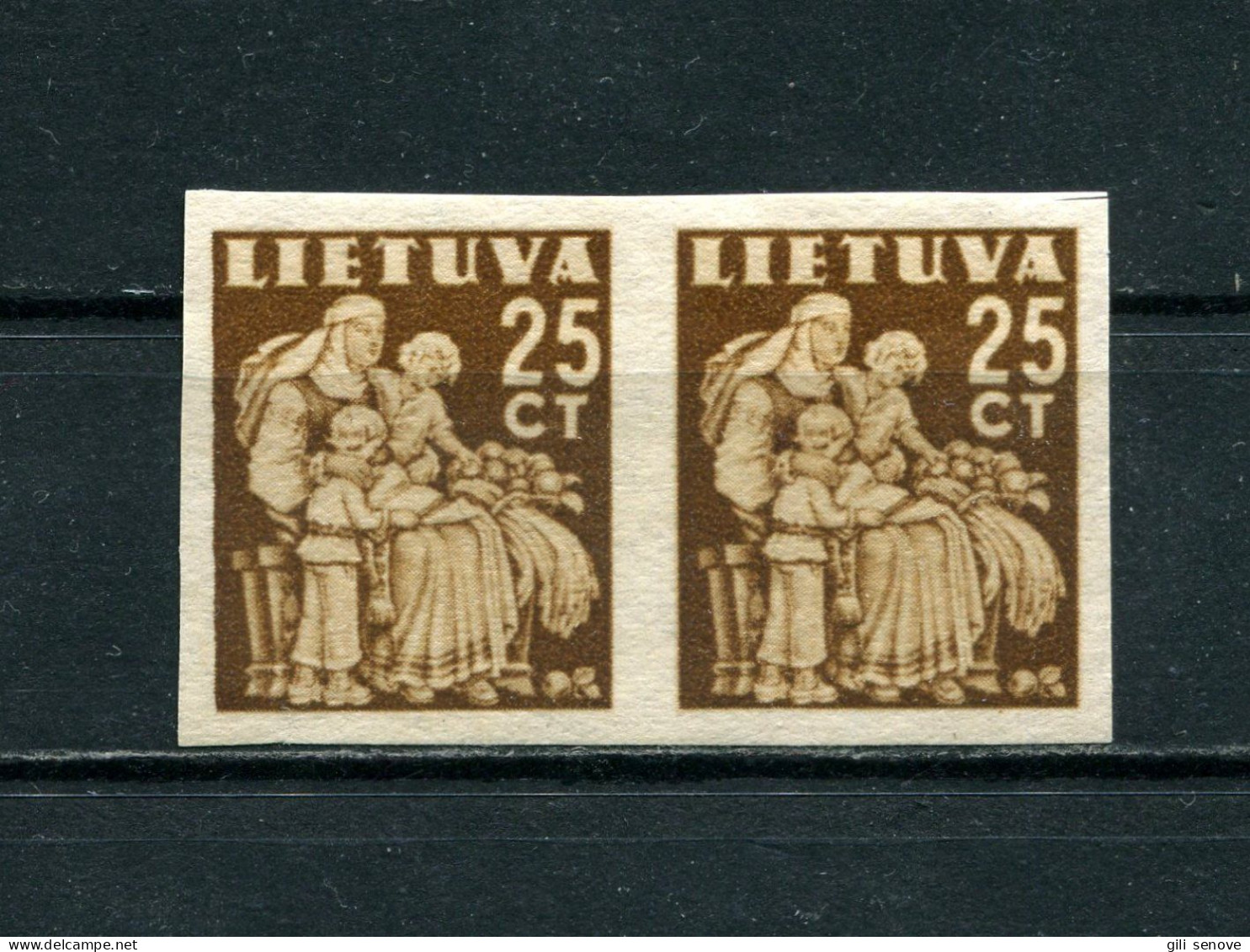 Lithuania 1940 Mi. 440U Sc 320 Imperforated Without Gum As Issued Pair MNH** - Lituania