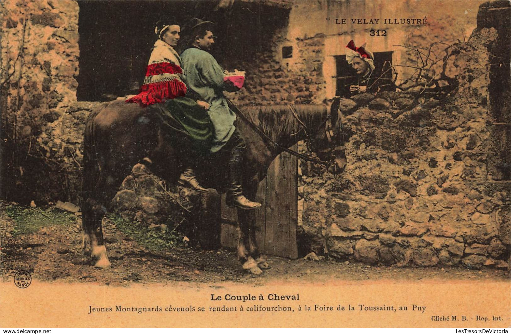 COUPLES - Le Couple à Cheval - Jeunes Montagnards Cévenols Se Rendant à Califourchon - Carte Postale Ancienne - Koppels