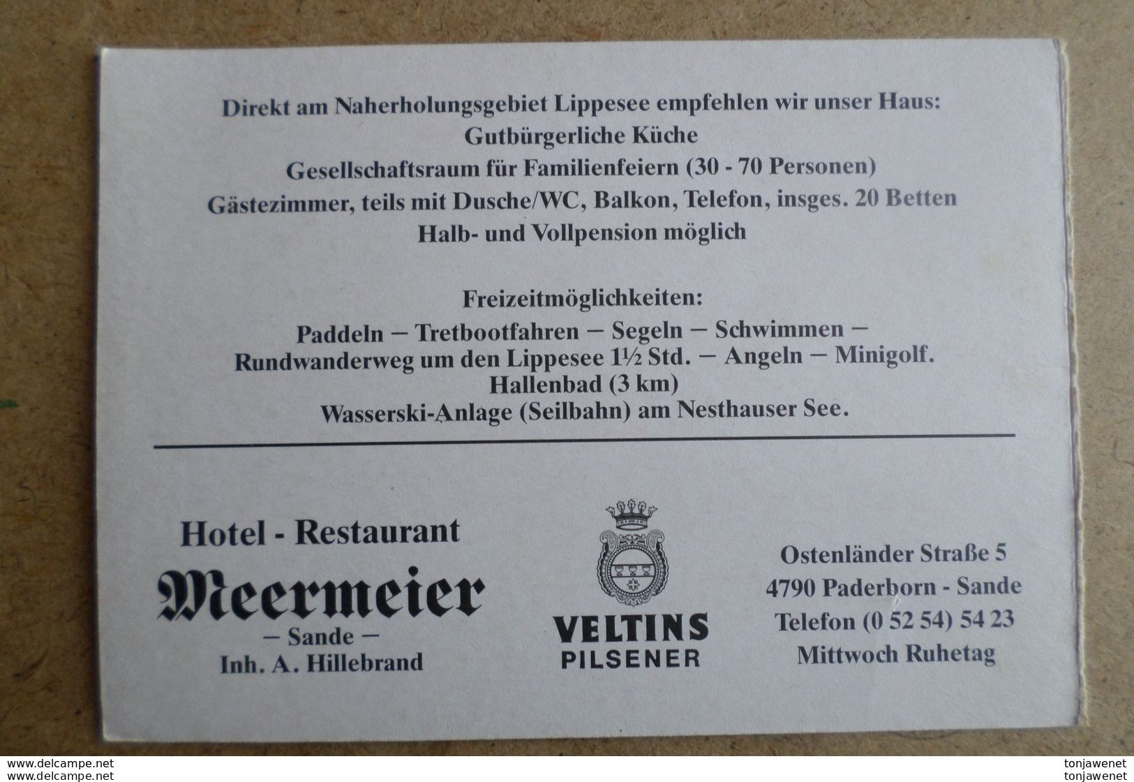 PADERBORN - SANDE - Gastsatte Meermeier - Hotel Restaurant - Ski Nautique - Publicité ( Allemagne ) - Paderborn
