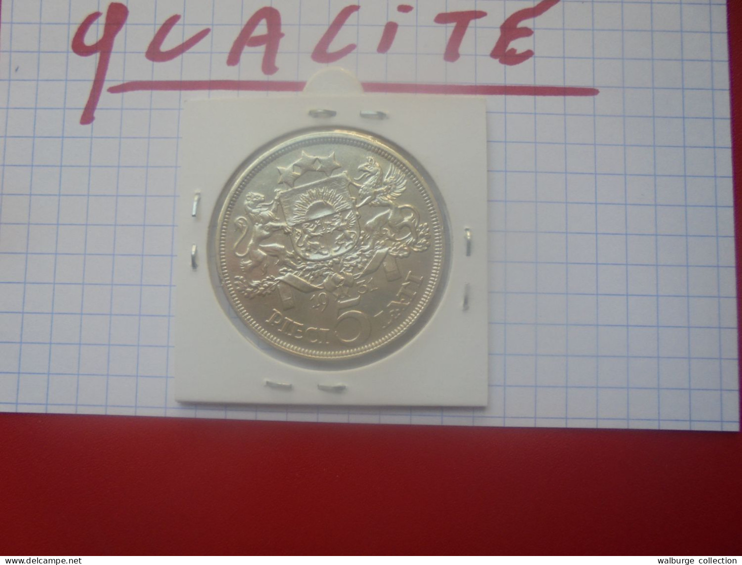 LETTONIE 5 Lati 1931 ARGENT BELLE QUALITE (A.2) - Lettonie