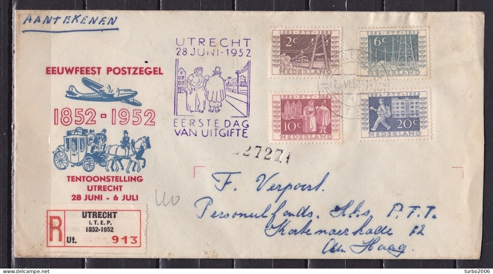 1952 Complete I.T.E.P. Serie NVPH 592 / 595 Gestempeld Op ITEP Envelop - Lettres & Documents
