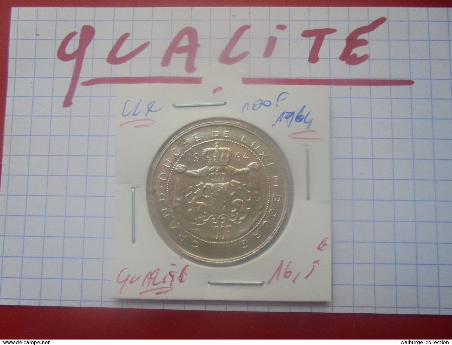 LUXEMBOURG 100 FRANCS 1964 ARGENT BELLE QUALITE (A.2) - Luxemburgo