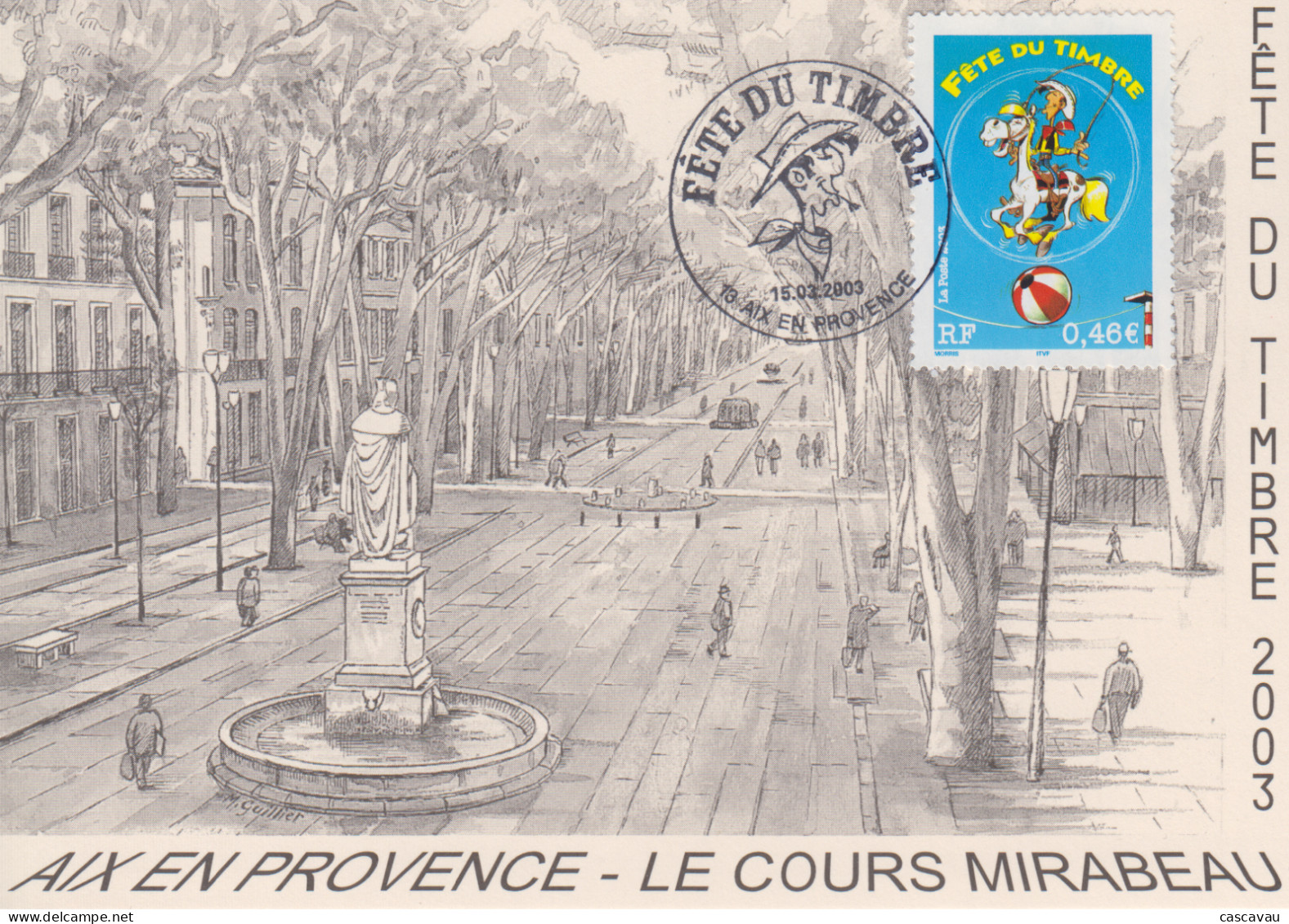 Carte    Locale   1er   Jour    FRANCE    Fête  Du  Timbre    AIX  EN  PROVENCE    2003 - Tag Der Briefmarke