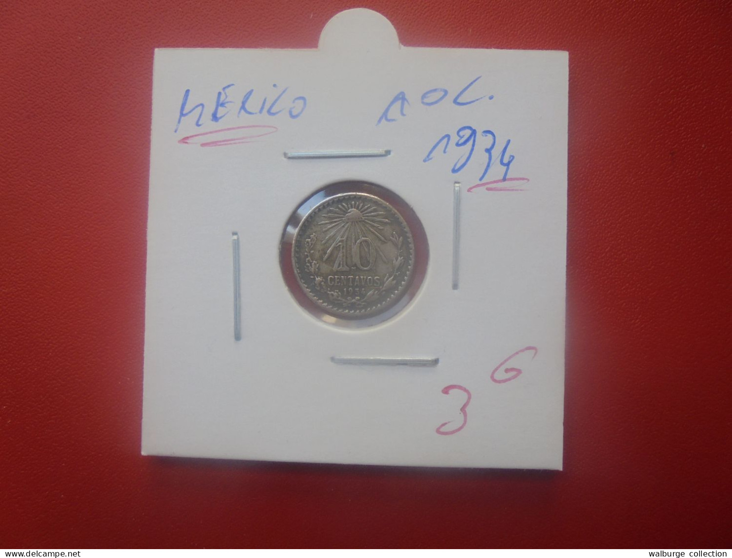 MEXIQUE 10 Centavos 1934 ARGENT (A.2) - Mexique