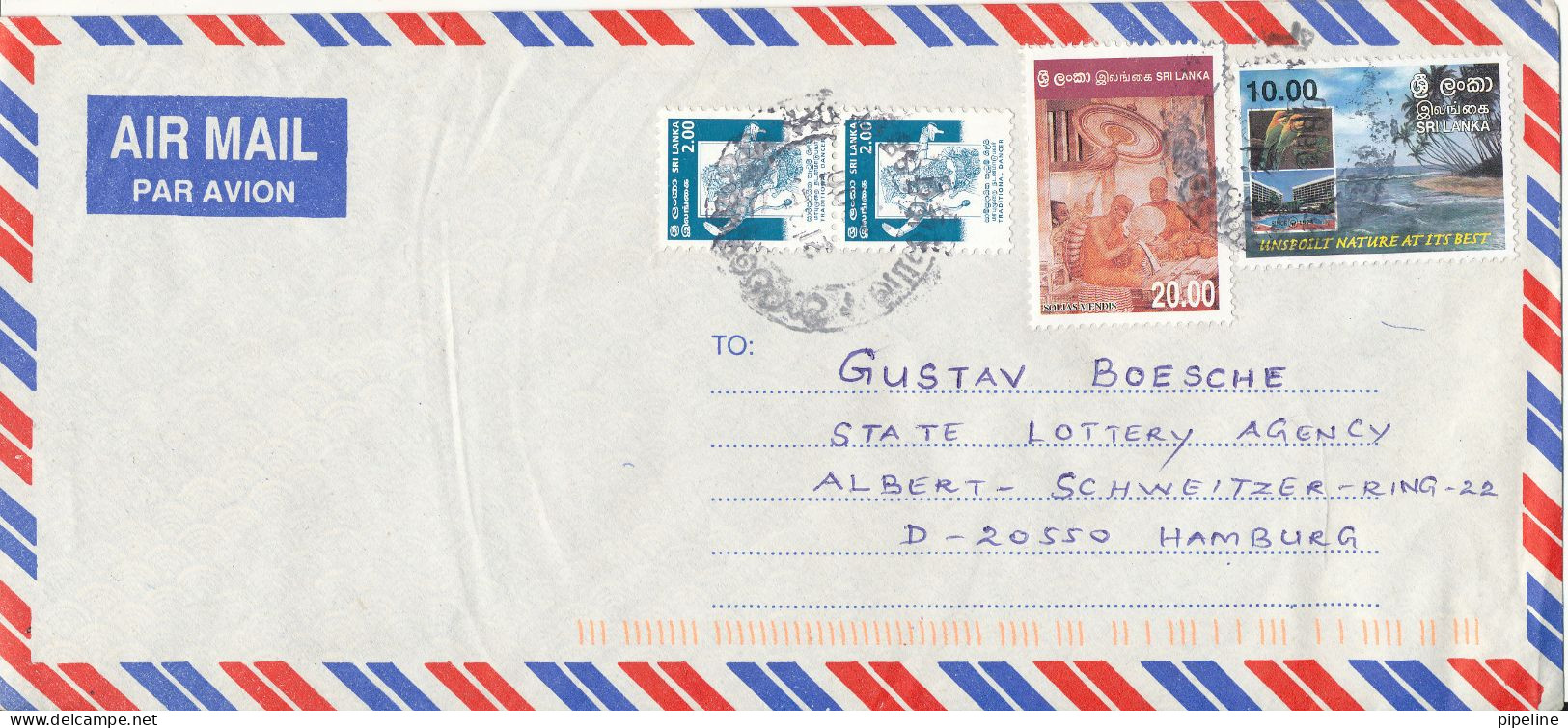 Sri Lanka Air Mail Cover Sent To Germany 1998 Topic Stamps - Sri Lanka (Ceylan) (1948-...)