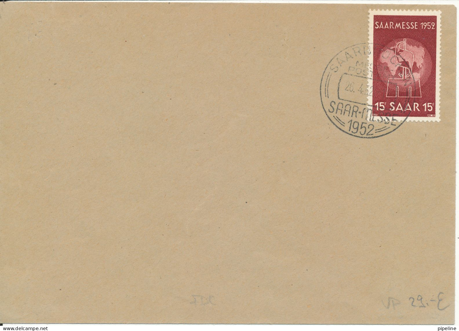 Saar FDC 26-4-1952 Saar Messe 1952 - FDC