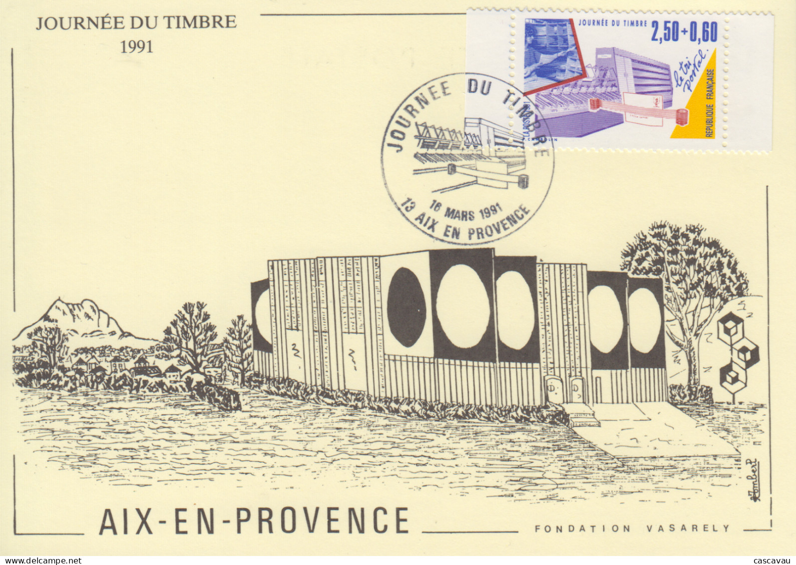 Carte  Locale  1er  Jour  FRANCE   JOURNEE  Du  TIMBRE    AIX  EN  PROVENCE   1991 - Tag Der Briefmarke