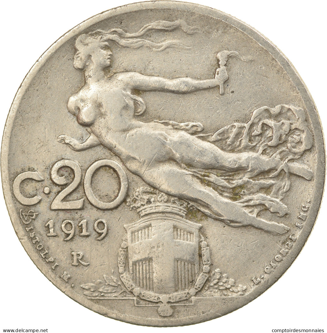 Monnaie, Italie, Vittorio Emanuele III, 20 Centesimi, 1919, Rome, TTB, Nickel - 1900-1946 : Victor Emmanuel III & Umberto II