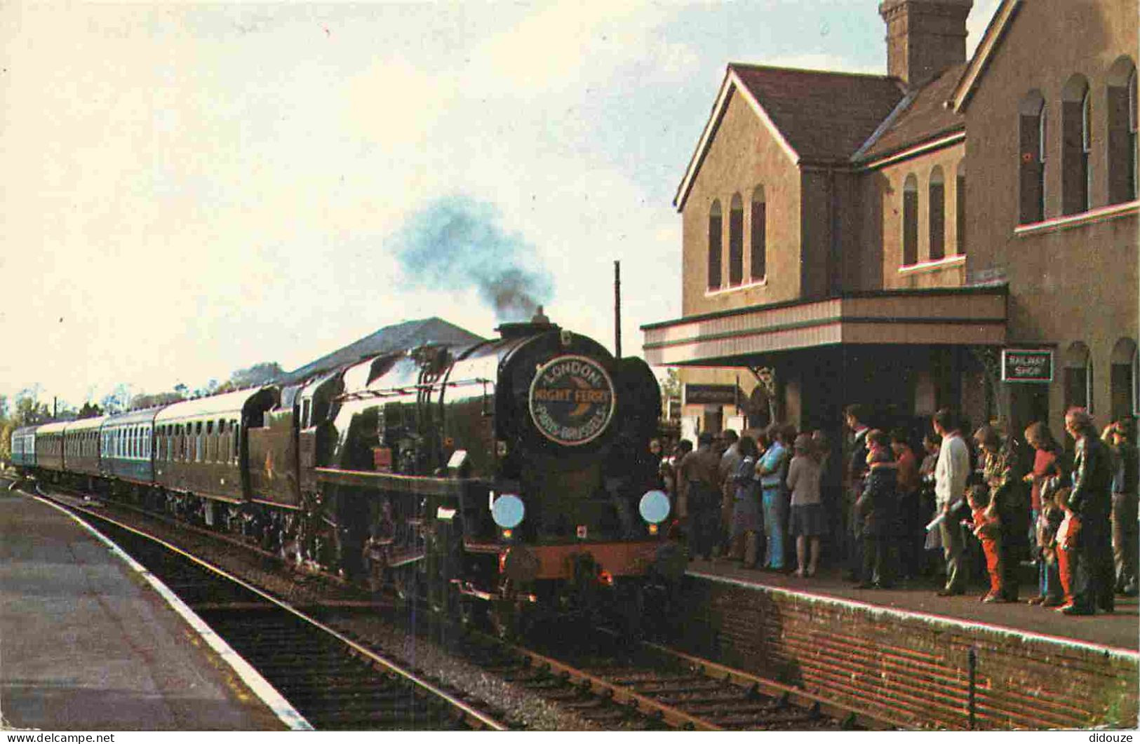 Trains - Gares Avec Trains - Locomotive 34016 BODMIN - At Airesford Station With A Train For Ropley On The Mid Hants Wat - Stations With Trains