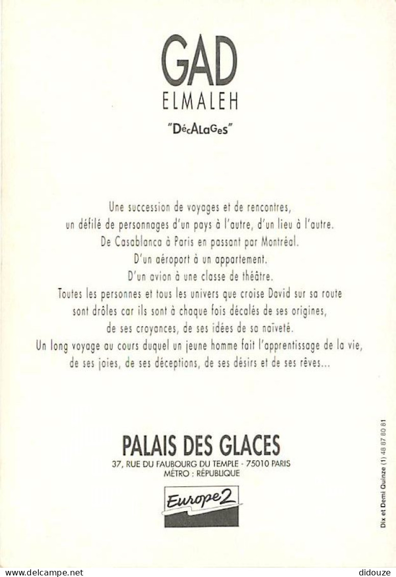 Publicite - Gad Elmaleh Au Palais Des Glaces - Spectacle - Humoriste - Carte Neuve - CPM - Voir Scans Recto-Verso - Publicidad