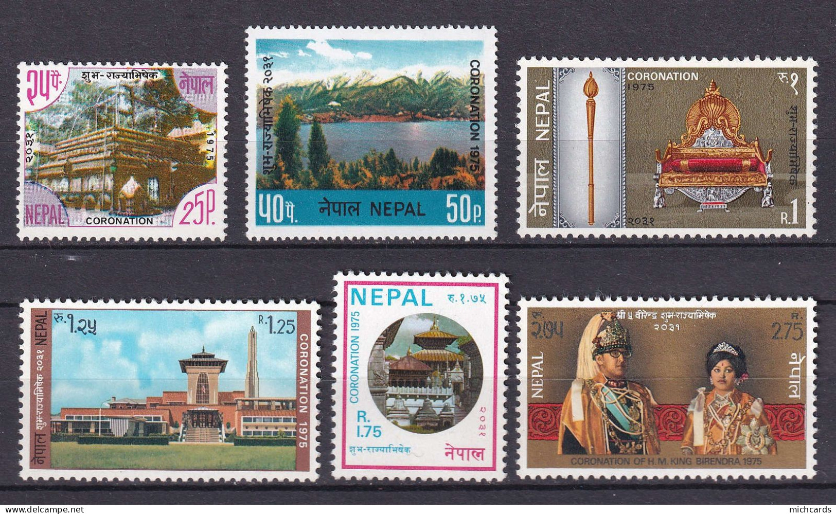 274 NEPAL 1975 - Y&T 284/89 - Temple Palais Lac Spectre - Neuf **(MNH) Sans Charniere - Nepal