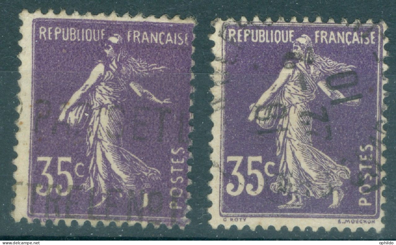 France   142 B Et 142 Ob TB  Variété Fort Surencrage Faisant Penser à Un 136  - Usados